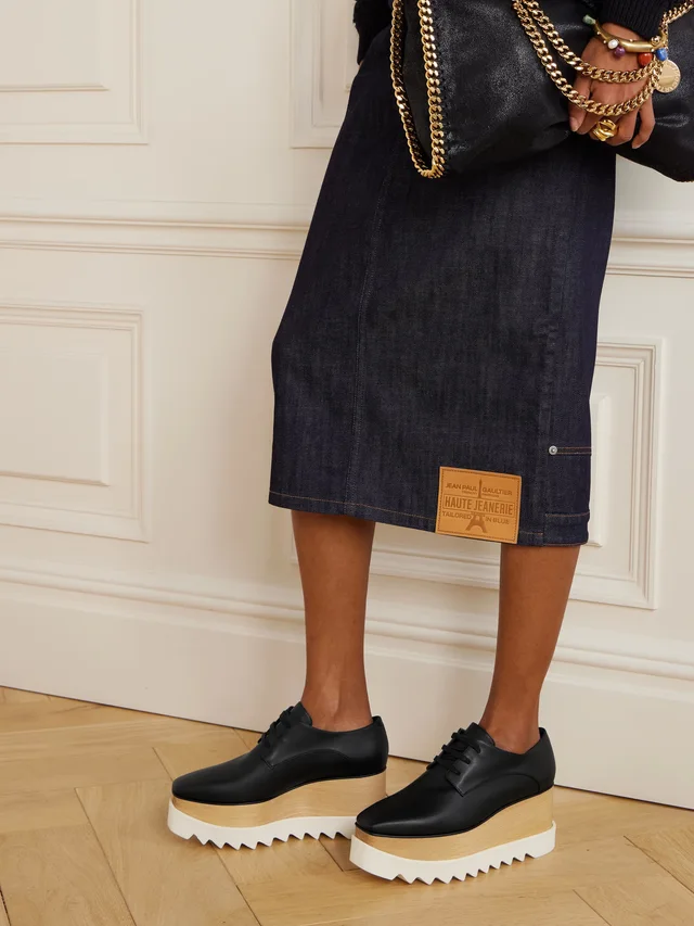 STELLA MCCARTNEY Elyse vegetarian material platform brogues in Black, photo 2 of 2 from NET-A-PORTER (Canada)