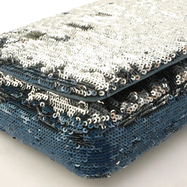 Chanel Sequined Coco Cuba Chain Shoulder Bag, circa 2016, Blue in Blue from VINTAGE QOO TOKYO, photo 7 of 11