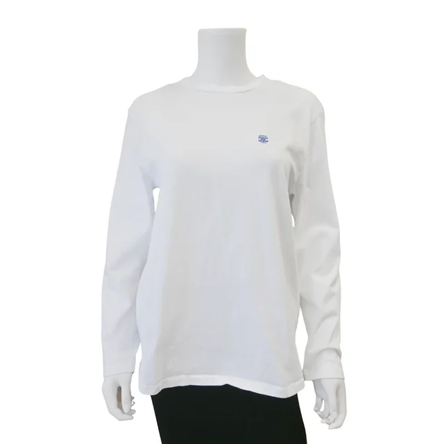 Celine White Cotton Jersey Triomphe T-Shirt in White from Clotheshorse Anonymous