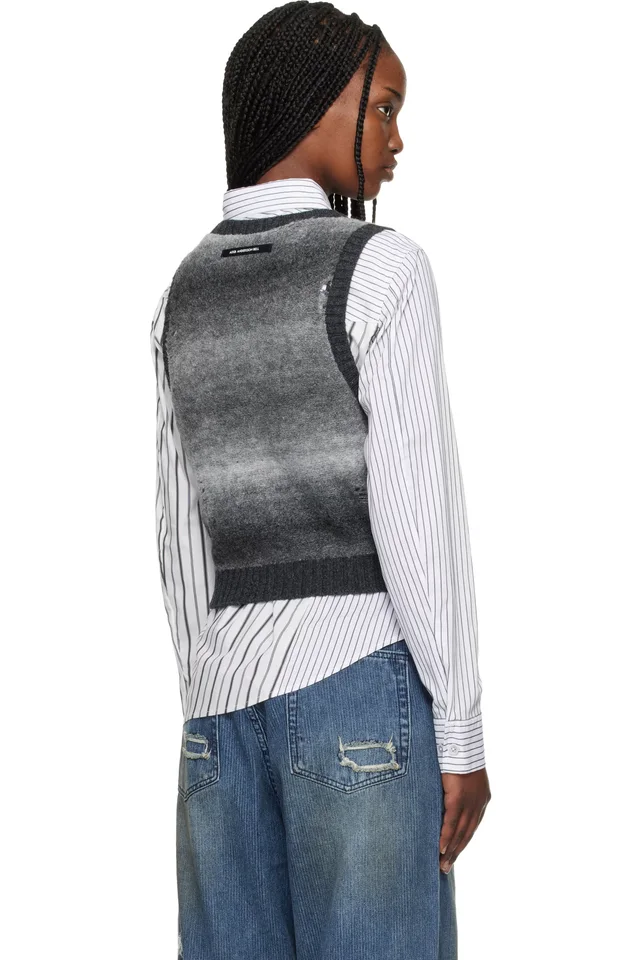 Andersson Bell Gray Back Knit Argyle Patched Vest, photo 3 of 4 from SSENSE