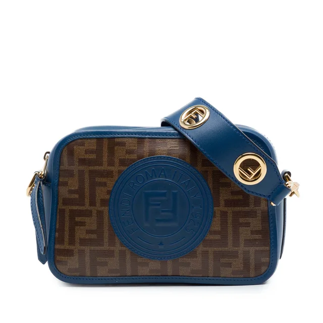 Blue Fendi Zucca Coated Canvas FF Logo Camera Bag in Blue Coated canvas from Designer Revival, photo 1 of 1