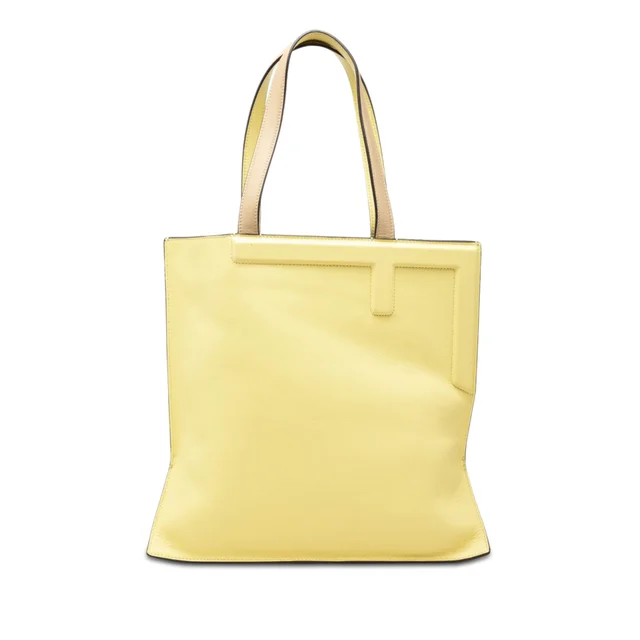 Yellow Fendi Medium Bicolor Smooth Calfskin Flip Tote in Yellow Calfskin from Designer Revival