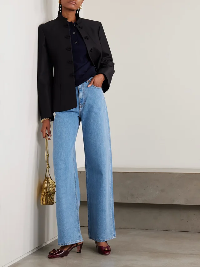BLAZÉ MILANO Nariida Java embroidered high-rise wide-leg jeans in Blue, photo 2 of 2 from NET-A-PORTER (Canada)