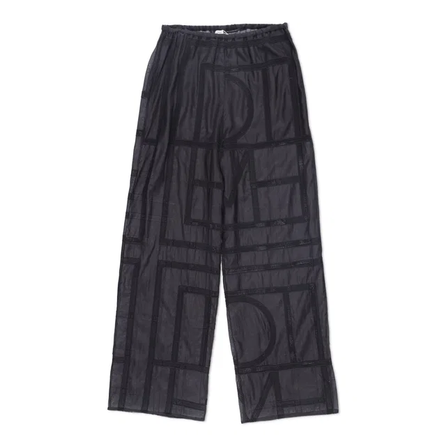 TOTEME Black Monogram Crochet PJ Bottoms in Black Silk from HEWI