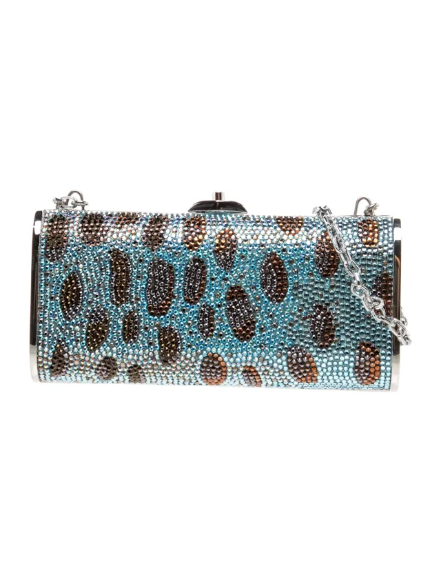 Judith Leiber Crystal Minaudière w/ Tags in blue Leather from The RealReal