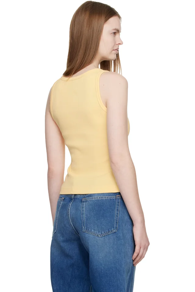 Casablanca Yellow Corrosion Ribbed Tank Top, photo 3 of 4 from SSENSE