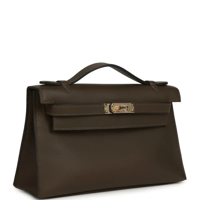 Hermès Kelly Pochette Vert Loden Swift Permabrass Hardware in Green Swift leather from Madison Avenue Couture, photo 2 of 7
