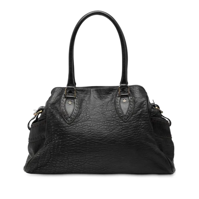 Black Fendi Leather Etniko Du Jour Handbag in Black Leather from Designer Revival