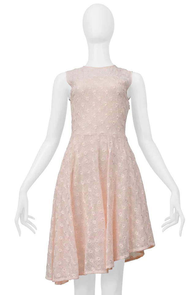 Dior By Raf Simons Pink Lace Circle Dress in Pink Silk from Resurrection Vintage