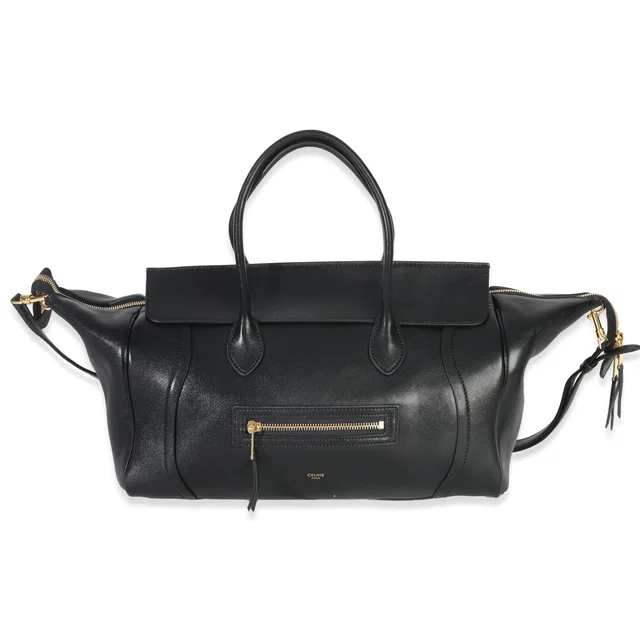 Celine Black Supple Shiny Lambskin Medium New Luggage in Black Lambskin from myGemma