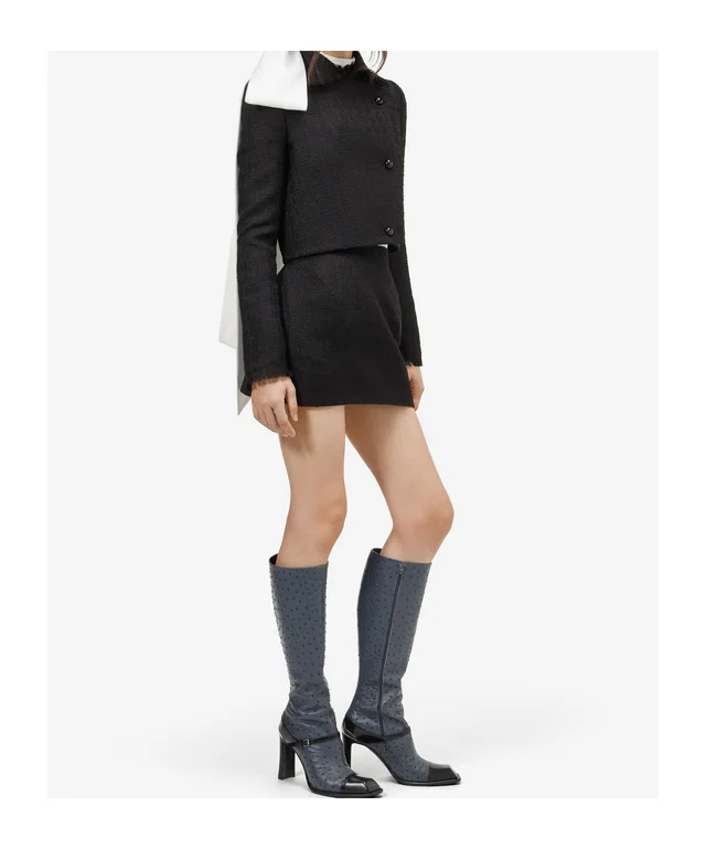 Alexander McQueen Women's Light Tweed Mini Skirt in Black, photo 3 of 4 from SENSER