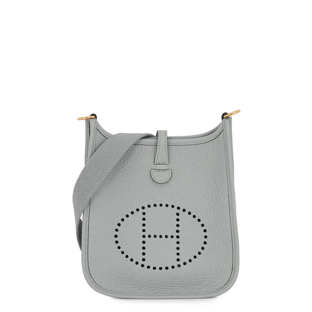 Hermès Evelyne Long Blue Gacier Taurillon Clemence Size TPM in Blue Clemence leather from GALLERY RARE