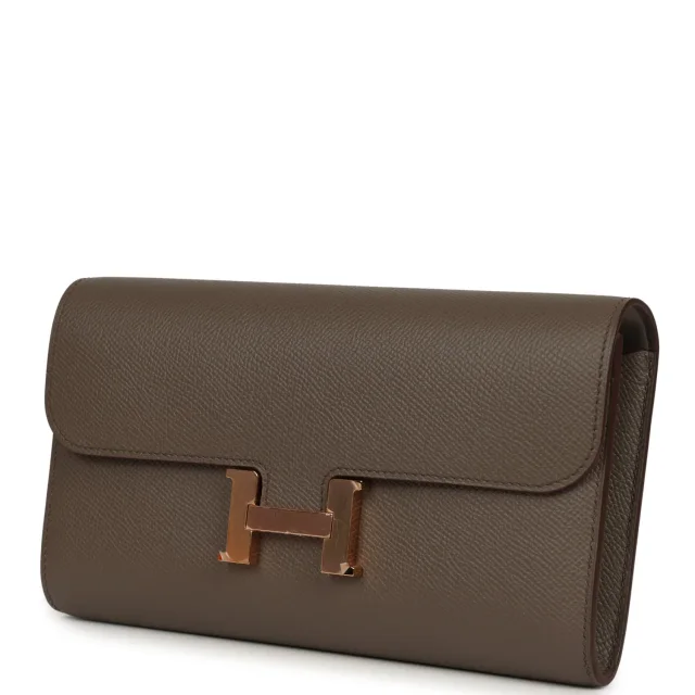 Hermès Constance Wallet To Go Etain Epsom Rose Gold Hardware in Grey Epsom from Madison Avenue Couture, photo 5 of 10