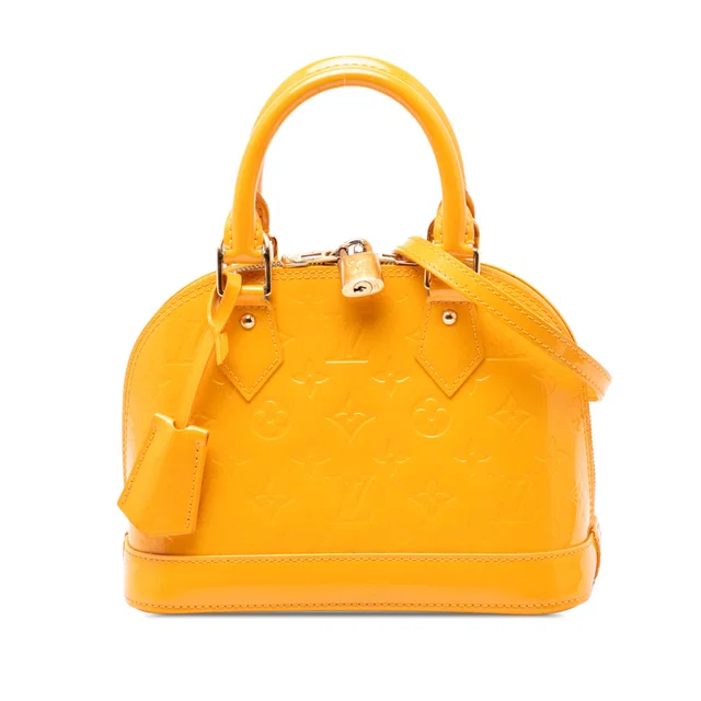 Yellow Louis Vuitton Monogram Vernis Alma BB Satchel in Yellow Leather from Designer Revival