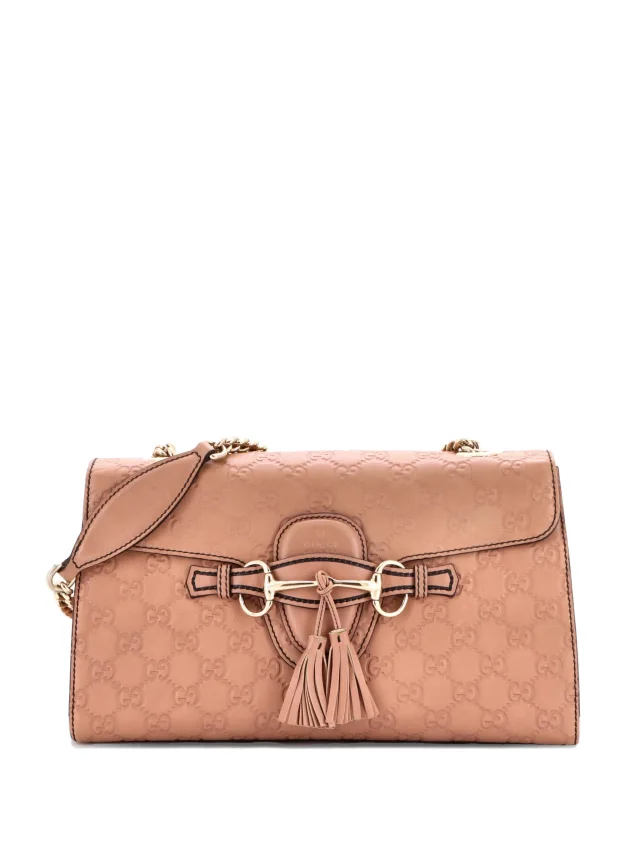 Gucci Pre-Owned Emily Chain Flap Bag Guccissima Leather Medium Shoulder Bag | Pink | FARFETCH in Pink Leather from Farfetch