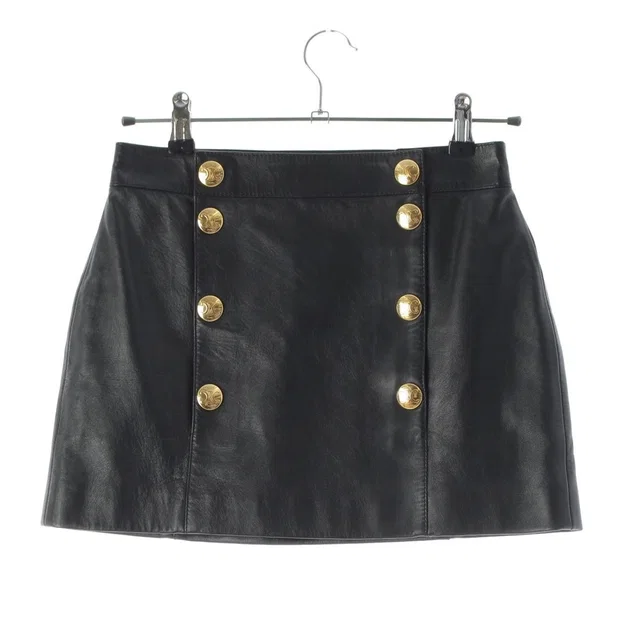 Celine Trapeze Mini Lambskin Triomphe Mini Skirt Black 36 in Black Lambskin from The Reluxe