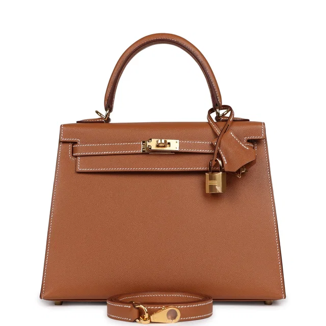 Hermès Kelly Sellier 25 Gold Madame Gold Hardware in Gold Goatskin from Madison Avenue Couture