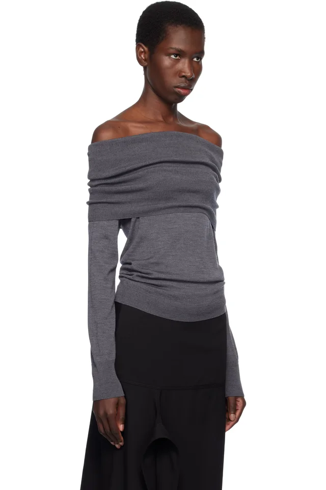 Stella McCartney Gray Light Wool Sweater, photo 2 of 4 from SSENSE