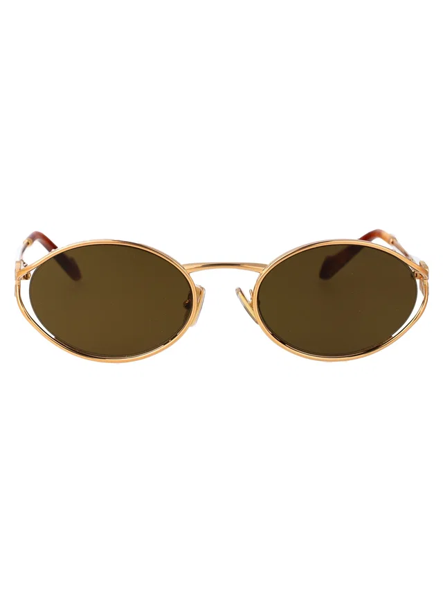 Miu Miu 0mu Oval Metal Sunglasses — Gold in Gold from HEWI
