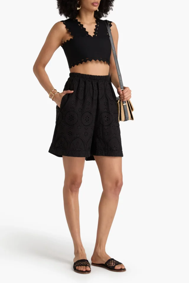 Charo Ruiz Ibiza Lyo Broderie Anglaise Cotton-Blend Shorts in White, photo 14 of 16 from THE OUTNET