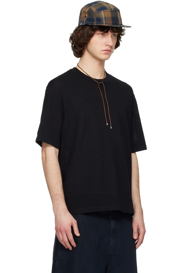 Solid Homme Black Knit T-shirt, photo 2 of 4 from SSENSE