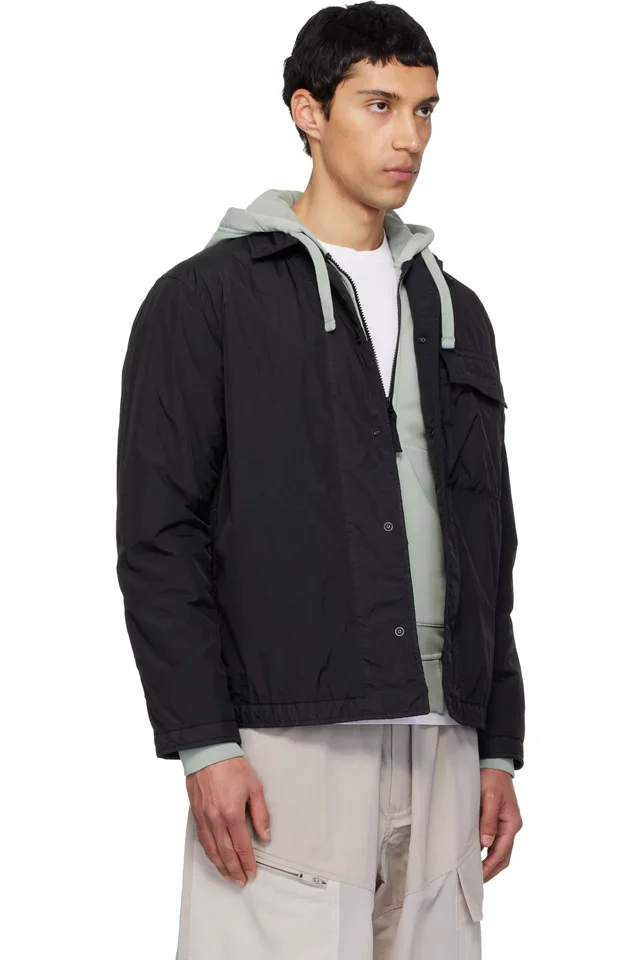 Stone Island Black 1200002 Garment Dyed Crinkled Reps Shirt Jacket, photo 2 of 5 from SSENSE