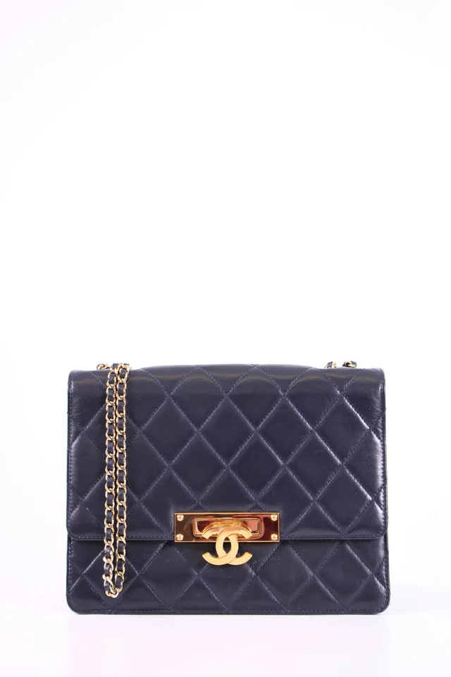 Chanel Quilted Golden Class Flap Bag Navy in Navy Lambskin from Luxury Promise