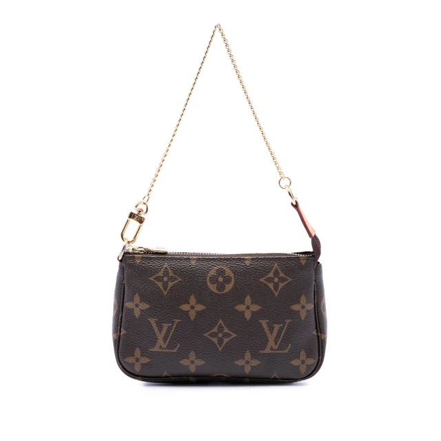 Brown Louis Vuitton Monogram Mini Pochette Accessoires Handbag in Brown Coated canvas from Designer Revival