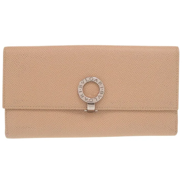 Bvlgari Logo Clip Wallet Calfskin Beige in Beige Calfskin from The Reluxe