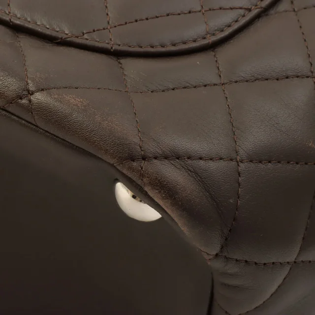 Chanel tote bag L, brown, made around 2005 in Brown Lambskin from VINTAGE QOO TOKYO, photo 14 of 19