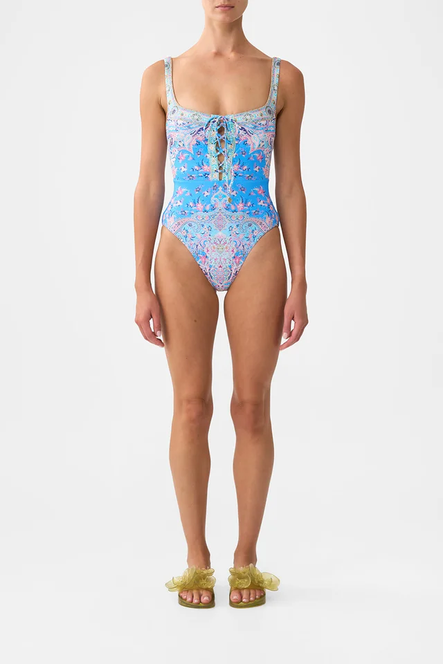 Camilla eBoutique LACE UP UNDERWIRE SQUARE NECK ONE PIECE FOOTSTEPS IN FOLKLORE from CAMILLA, photo 1 of 1