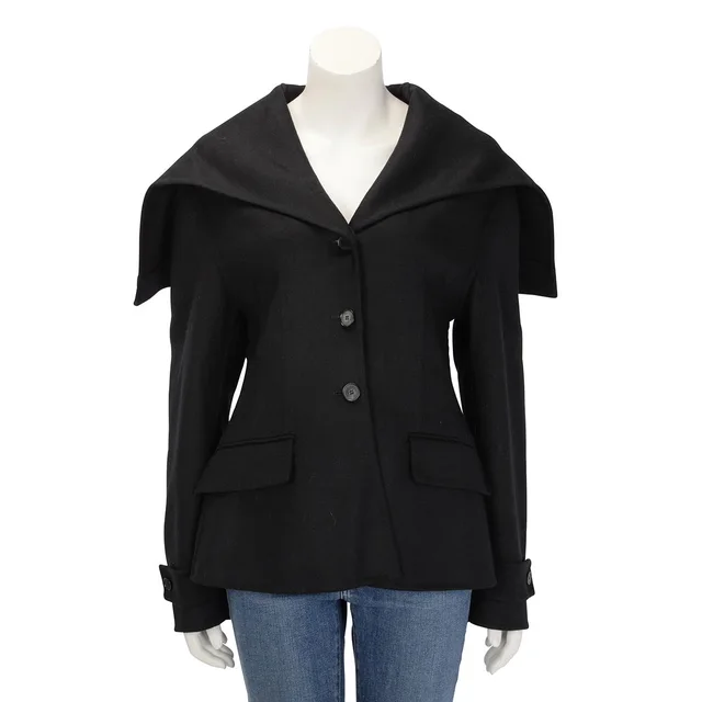 Dior Sailor Collar Fitted Jacket FR 44 in Black Wool from Blue Spinach