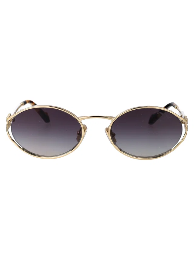 Miu Miu 0mu Oval Metal Sunglasses — Gold in Gold from HEWI