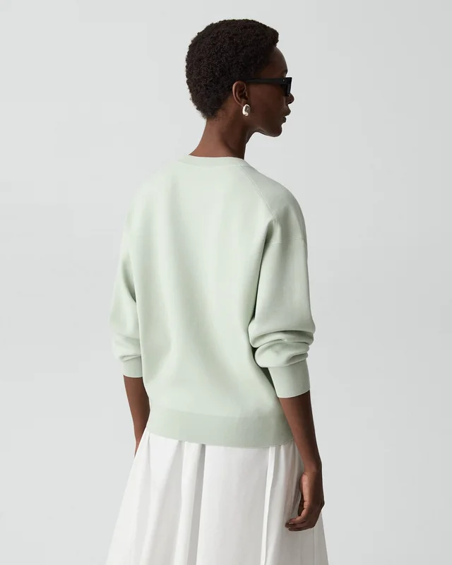 Theory V-Neck Sweatshirt in Light Bilen in SEA GLASS, photo 11 of 14 from Theory