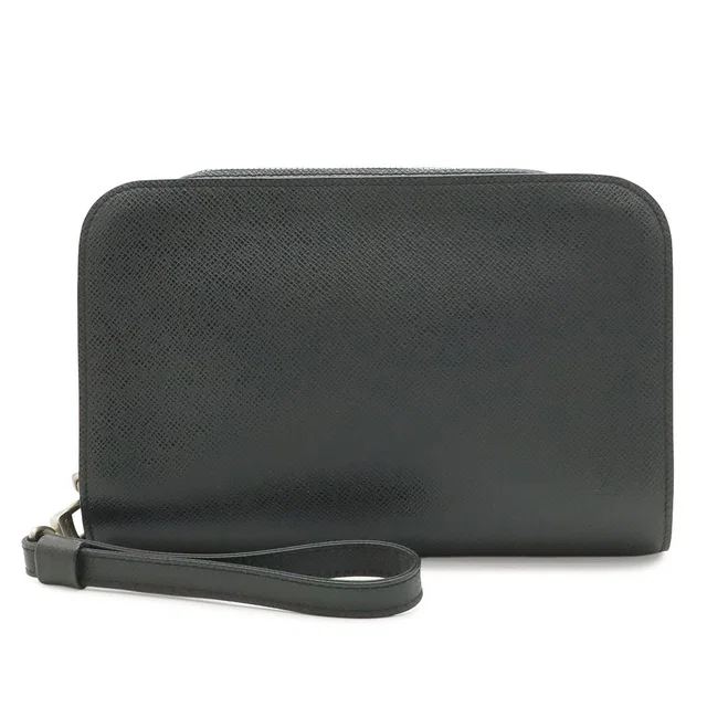 Louis Vuitton Taiga Baikal Clutch Handbag Ardoise Black in Black Leather from The Reluxe