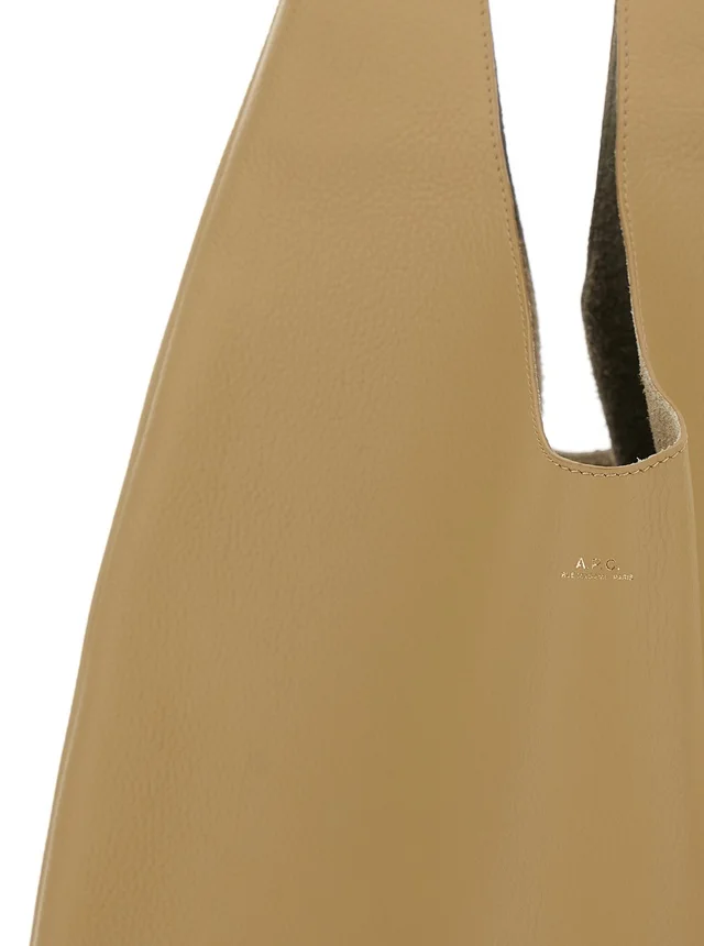 A.p.c. 'Le Neige' Beige Shoulder Bag with Logo Embossed on the Front in Crinkled Leather for Women in Beige 100% Cow, photo 10 of 12 from Gaudenzi Boutique