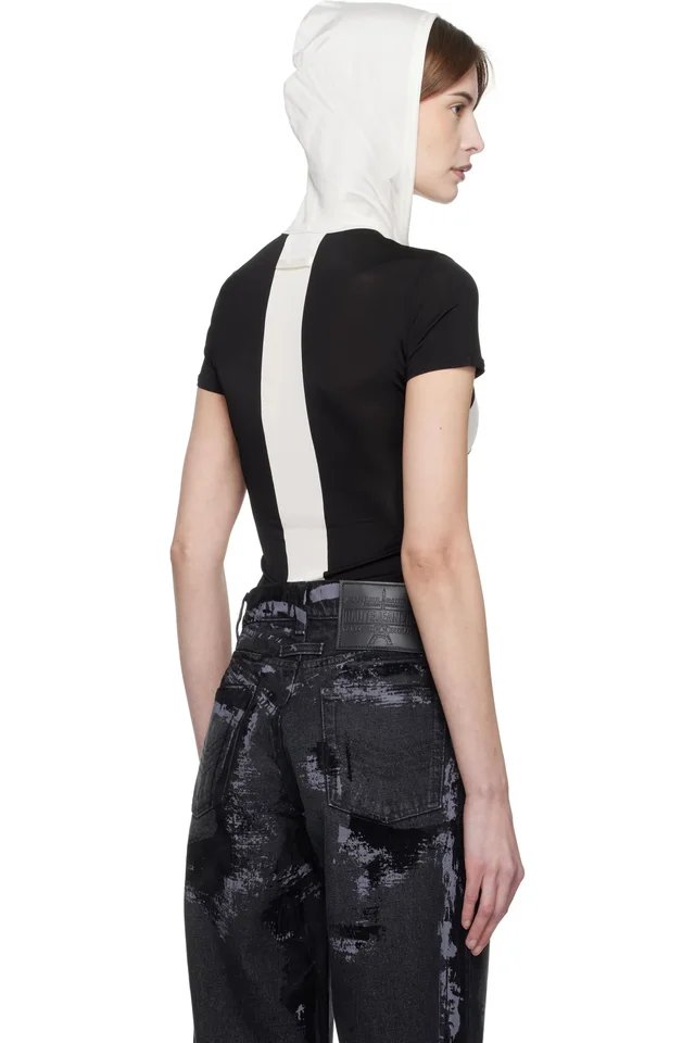 Jean Paul Gaultier Black & White 'The Chevrons' Hoodie, photo 3 of 3 from SSENSE