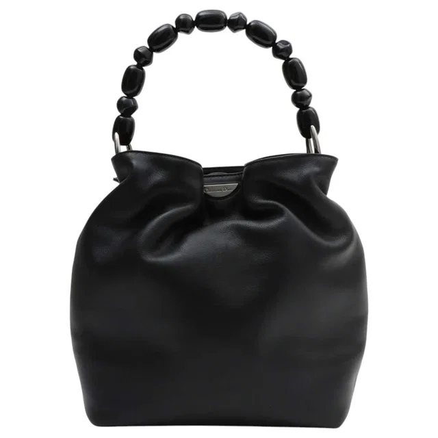 Dior Maris Pearl Handbag Black in Black Leather from VINTAGE QOO TOKYO