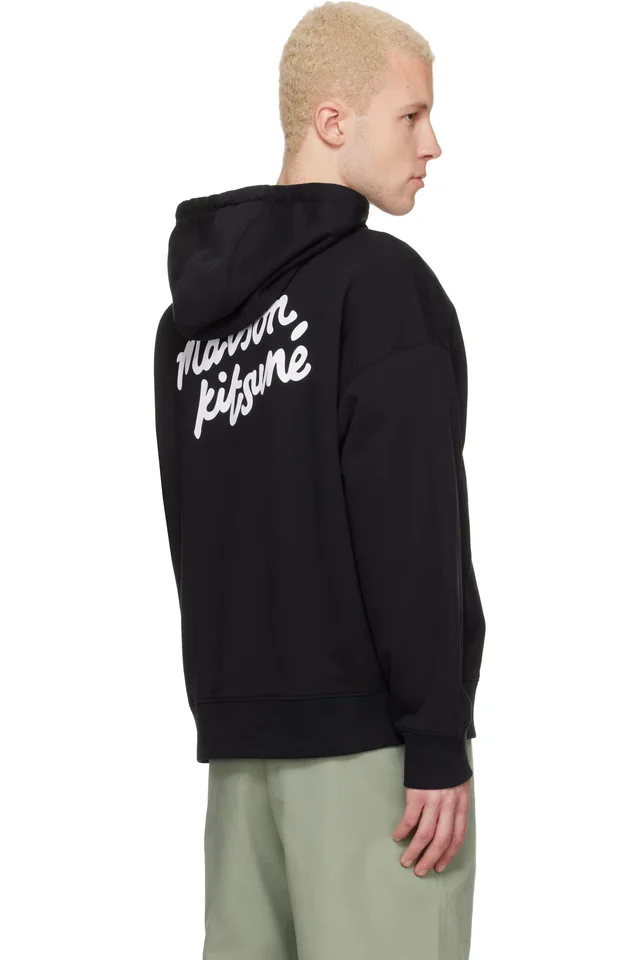 Black 'Maison Kitsuné' Handwriting Oversize Hoodie, photo 3 of 4 from SSENSE