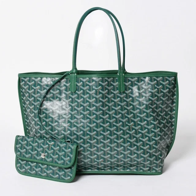 Goyard Reversible Tote Anjou PM Leather Green in Green Leather from The Reluxe