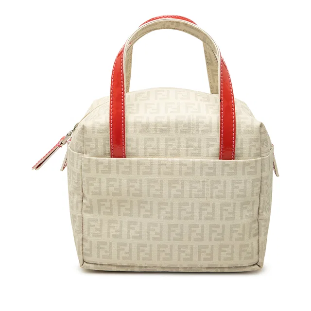 White Fendi Mini Zucchino Spalmati Handbag in White Coated canvas from Designer Revival