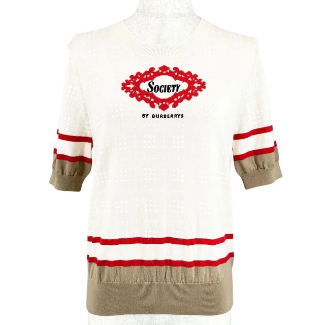 Burberry Wool Knit Short Sleeve Top in Wool from LuxUness