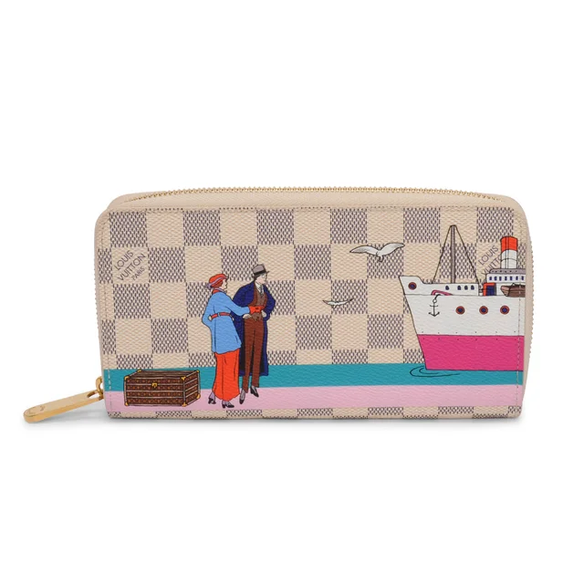 Louis Vuitton Damier Azur Transatlantic Cruises Zippy Wallet in Leather from Blue Spinach
