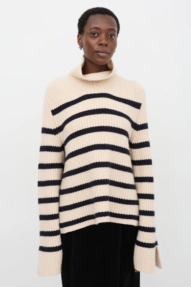 Khaite Cashmere Striped Marion Sweater in Cashmere from VSP Consignment