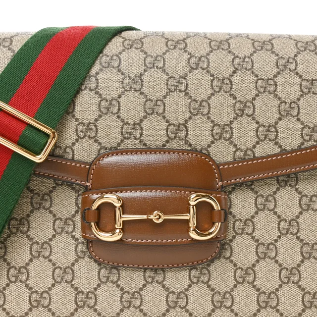 Gucci GG Supreme Monogram Azalea Calfskin Web Medium Horsebit 1955 Shoulder Bag Beige Ebony Brown… in Brown Calfskin from FASHIONPHILE, photo 8 of 10