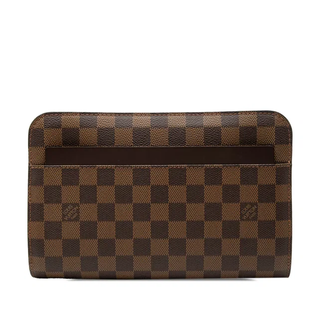 Brown Louis Vuitton Damier Ebene Saint Louis Pochette Clutch Bag in Brown Canvas from Designer Revival, photo 1 of 1