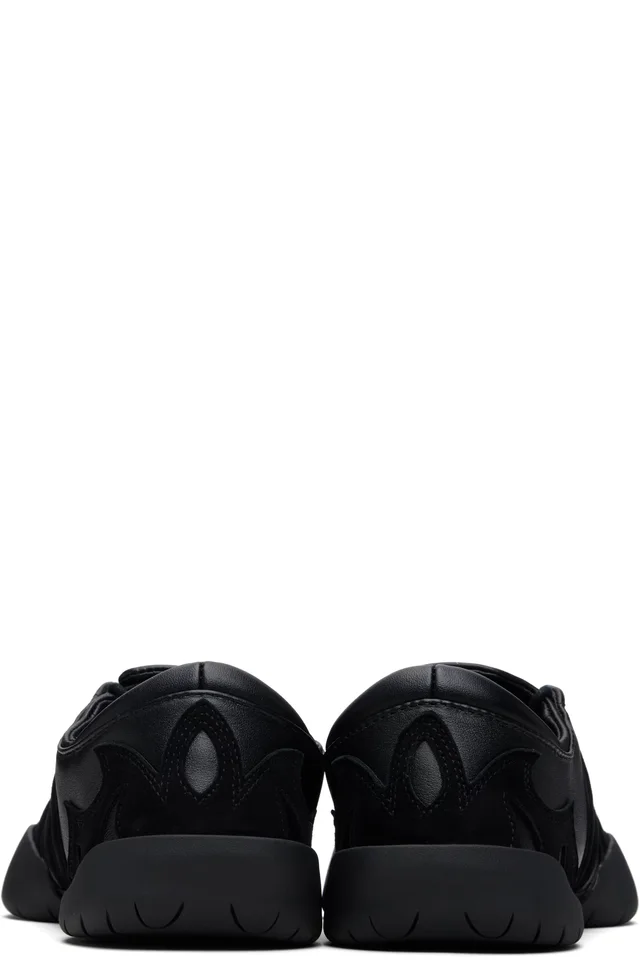 Y-3 Black Regu Leather Sneakers, photo 2 of 4 from SSENSE