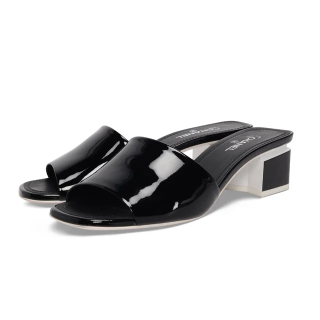 Chanel Patent CC Mules 37 in Black Patent leather from Blue Spinach