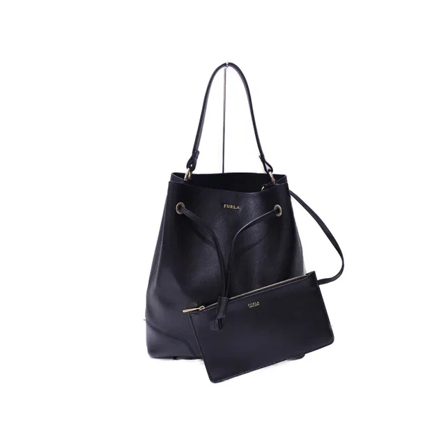 Furla Stacy Shoulder Bag Pouch Strap Black Leather in black Leather from Poshmark