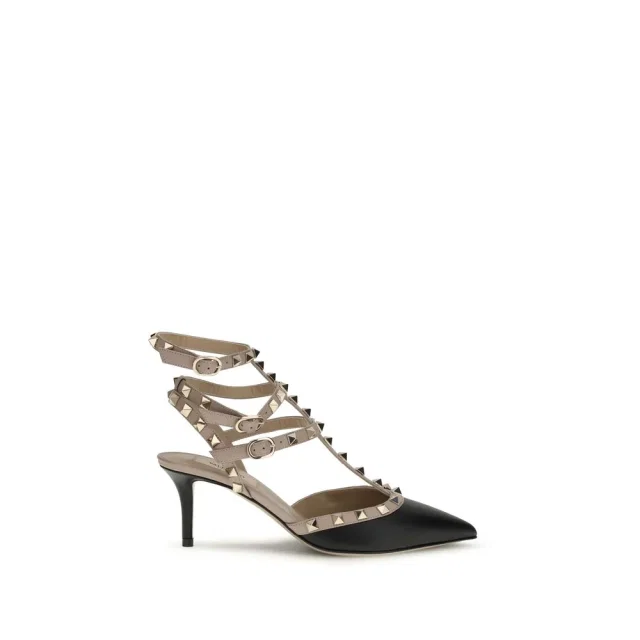 Valentino Garavani Studded Ankle Strap Pump — Black in Black, image 1 of 1 from italist